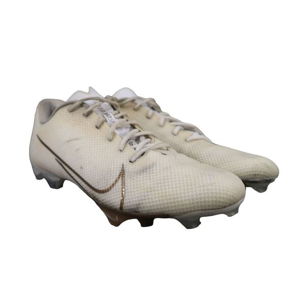 Nike Shoes Mens 13 Football Cleats Vapor Edge 360 White Gold Sport Athletic Low - Picture 1 of 16